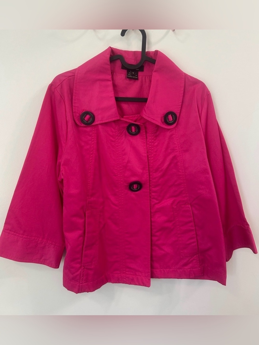 Talie Y2K Hot Pink Cropped Jacket Size S | A-Line Short Sleeve Peacoat